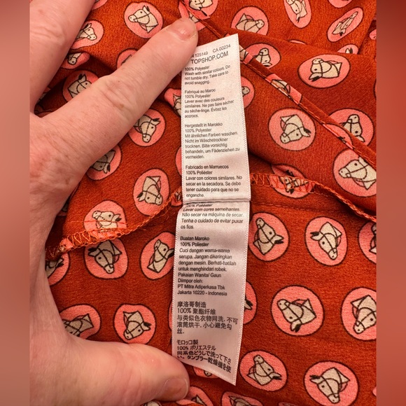 Topshop Horse Coin Print Long Sleeve Midi Dress Coral Womens US 6 UK 10 EUC! - Picture 11 of 15